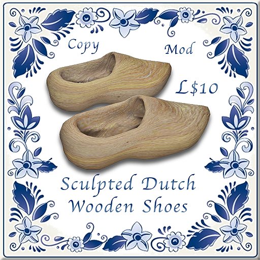 Second Life Marketplace Sculpted Scripted Dutch Wooden Shoes